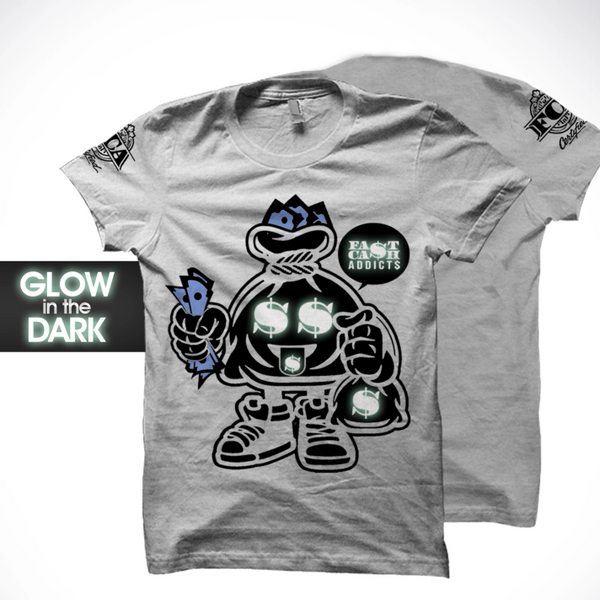 FCA Bag Man Men's T-Shirt. Grey "Glow in the Dark Logo" S-XXXL