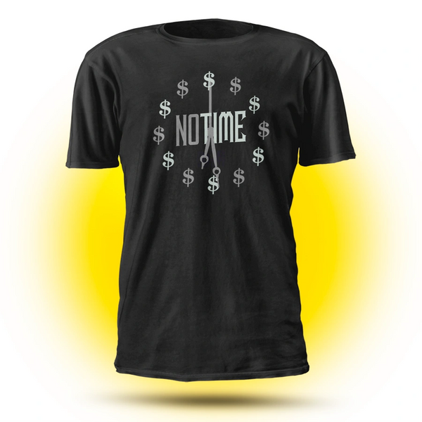 No Time "Glow in the Dark Logo" Clock Black T-Shirt (S-4XL)