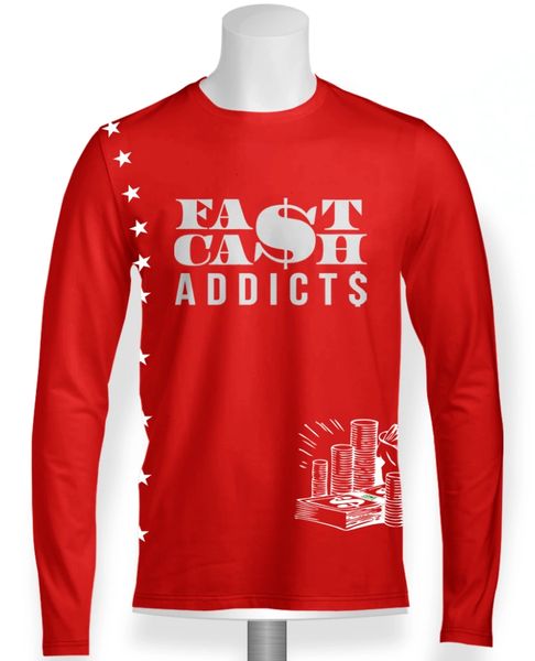 FASTCASH ADDICTS "MONEY STASH" RED LONG SLEEVE FLEECE w/ GLOW-IN-THE-DARK