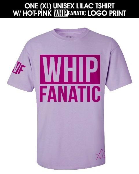 XL Unisex Lilac Tshirt w/ Hot-Pink WhipFanatic Print