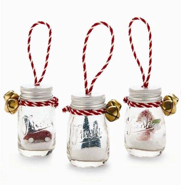 Mud Pie Christmas Scenic Glass Preserve Canning Jar Ornament Assorted