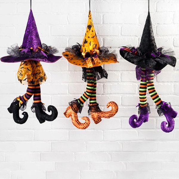 RAZ Imports Halloween Decor 23" Hanging Witch Hat with Legs ORG Hat 