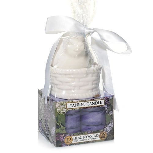 Yankee Candle Easter Bunny Rabbit Basket Tea Light Holder Gift Set