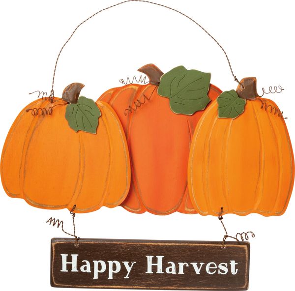Hanging Wood Decor Sign ~ Happy Harvest Pumpkins | In The Berry Patch ...