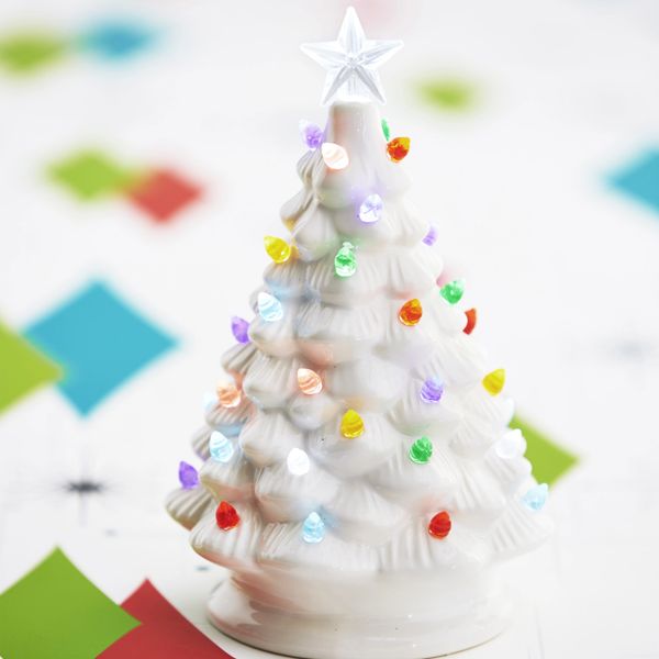 RAZ Imports 8 White Ceramic Lighted Christmas Tree