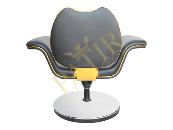 Leather and steel Swivel Chair with armrest – black-gold