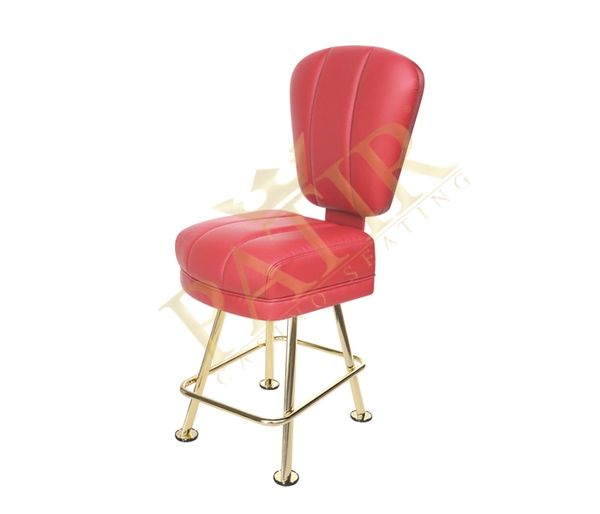 Leather & Brass Plated Chair - Red