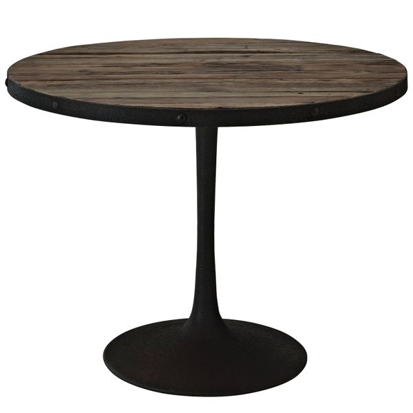 Miller Round Dining Table Wood Top Metal Base - Brown - 40"