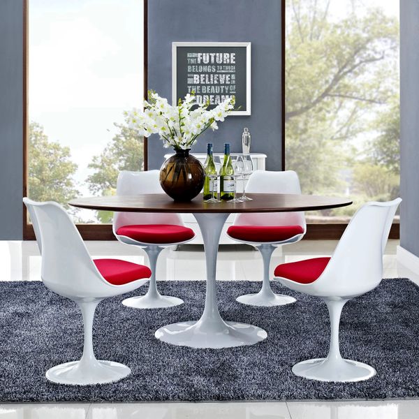Saarinen Style Oval Walnut Tulip Dining Table - 60"