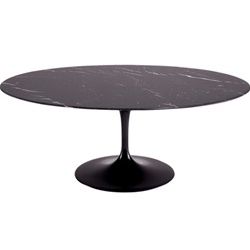 Saarinen Style Tulip Oval Marble Dining Table - Black -78"