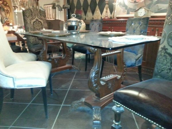 Custom Glass Top Dining Table