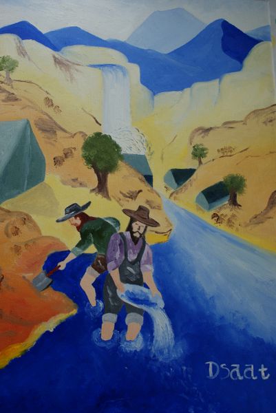 California Gold Rush Painting-A