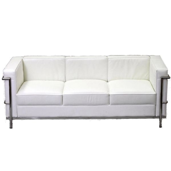 Laura Leather Sofa-White