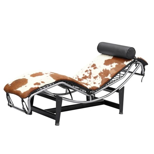 Le Corbusier Chaise in Cowhide - Brown & Wh, Take 1 Designs | Mid Century Modern Furniture