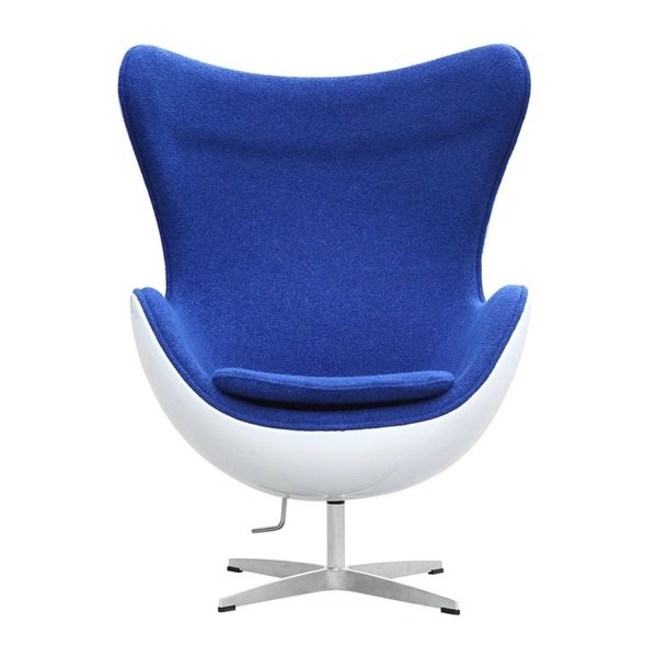 Arne Jacobsen Style Egg Chair Fiberglass in Blue Wool