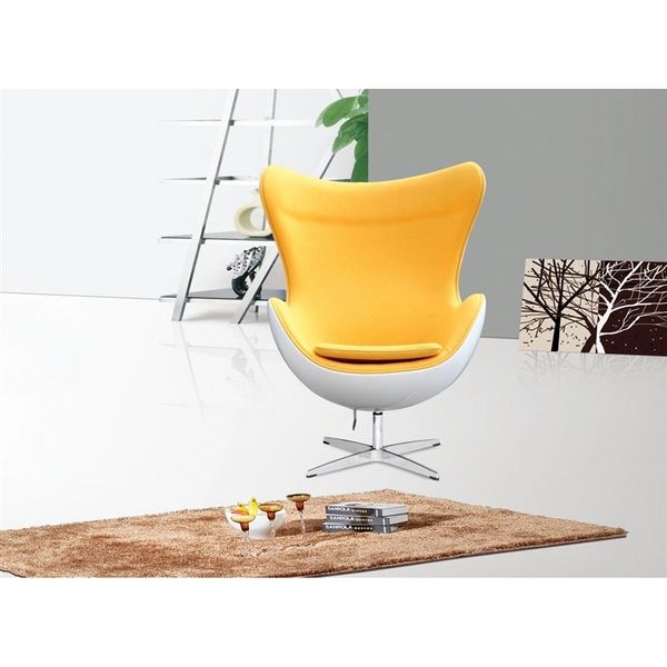 Arne Jacobsen Style Egg Chair Fiberglass in Yellow Wool