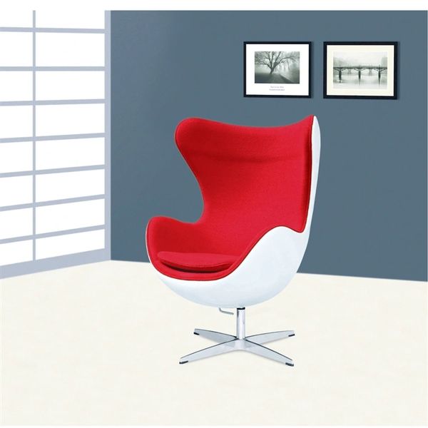 Arne Jacobsen Egg Chair Fiberglass in Red Wool Take 1 Designs