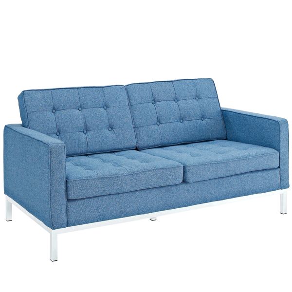 Florence Knoll Loveseat Blue Tweed Take 1 Designs Mid Century Modern Furniture