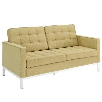 Florence Knoll Style Wool Loveseat-Mushroom-63"