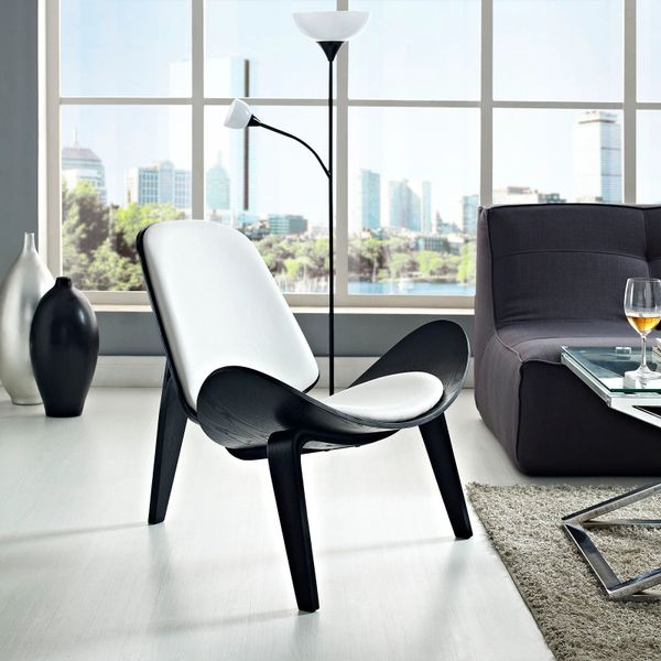 Hans Wegner Style Lounge Chair - Black & White