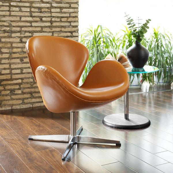 Arne Jacobsen Style Swan Chair - Terracotta Leather