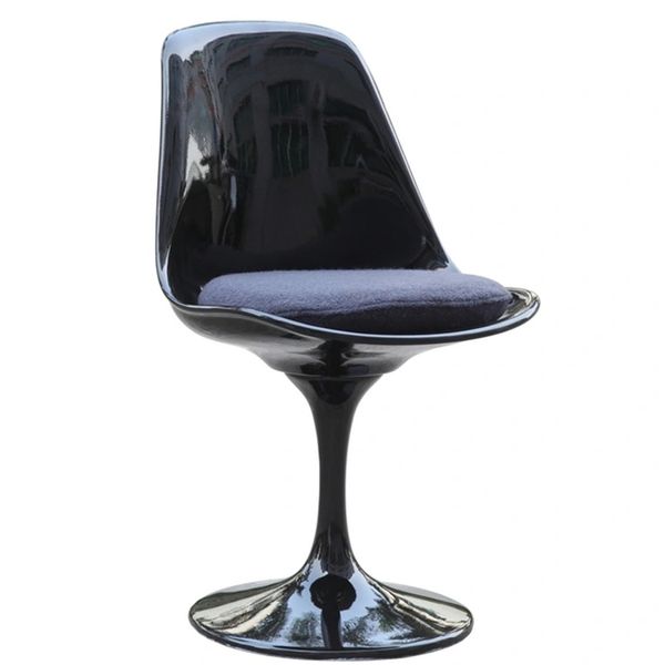 Saarinen Style Side chair-Black-Gray Cushion