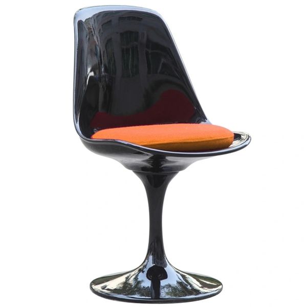 Saarinen Style Side chair-Black-Orange Cushion