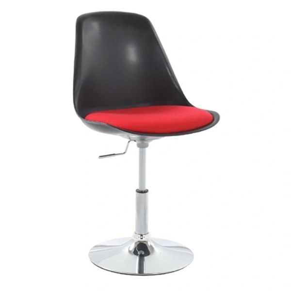 Saarinen Style Swivel Side chair-Black-Red Cushion