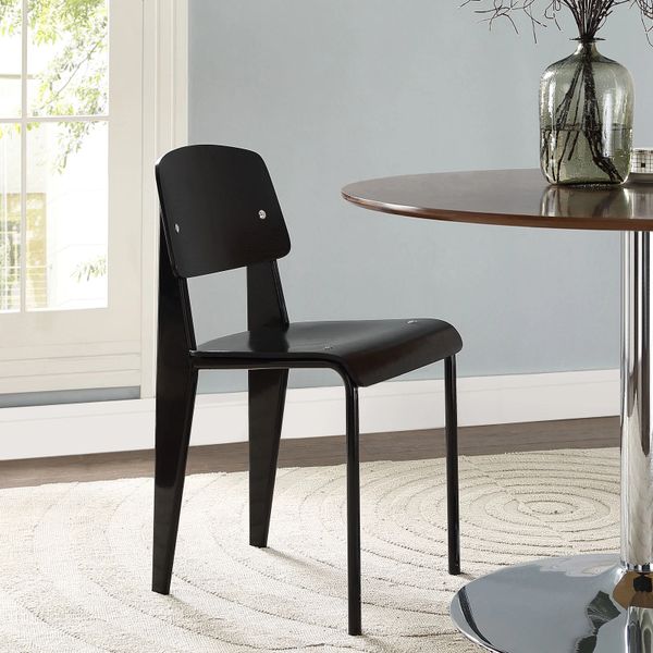 Jean Prouve Style Dining Side Chair - Black & Black