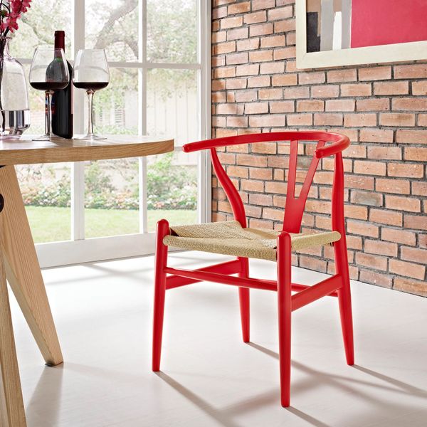 Red wishbone online chair