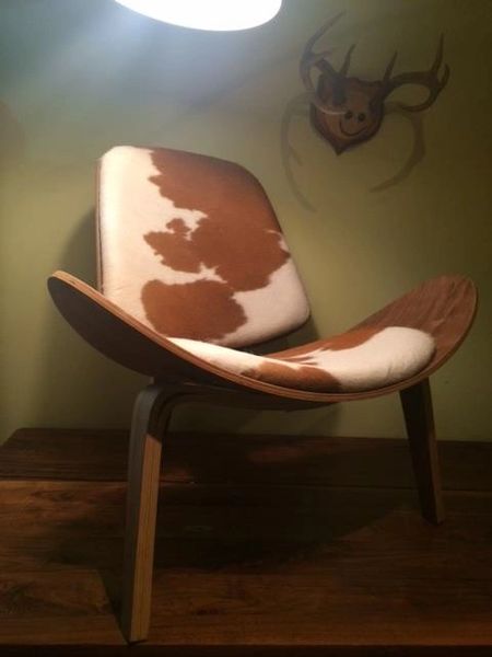 Hans Wegner Cowhide Lounge Chair Walnut Brown Take 1 Designs