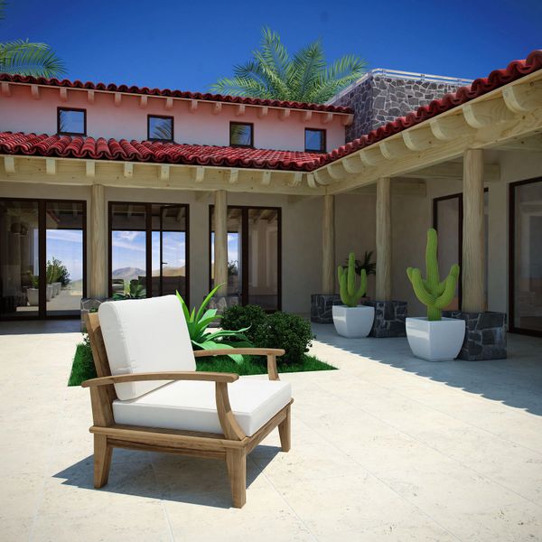 T1D Outdoor Patio Teak Armchair - Natural & White