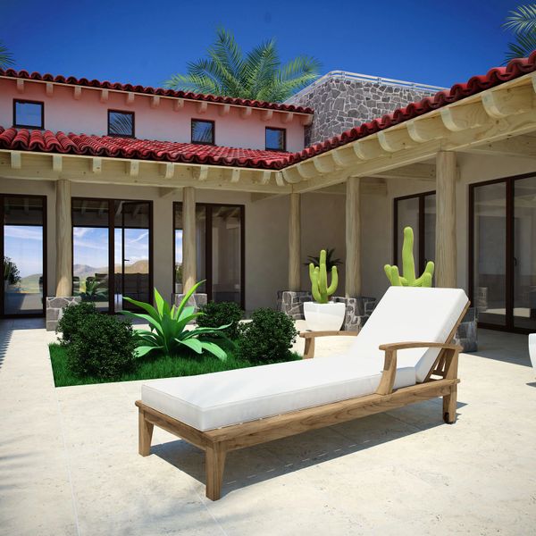T1D Outdoor Patio Single Chaise - Natural & White