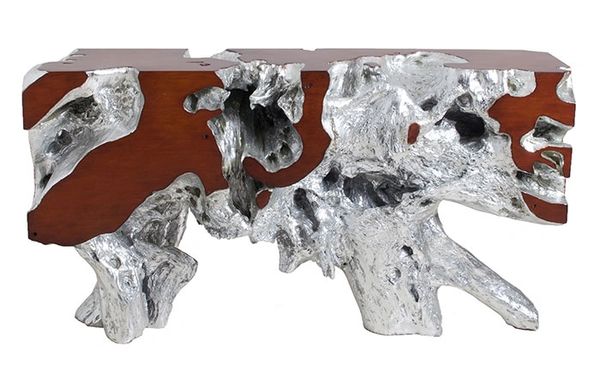 T1D Console Table Silver Leaf, Faux Bois, SM