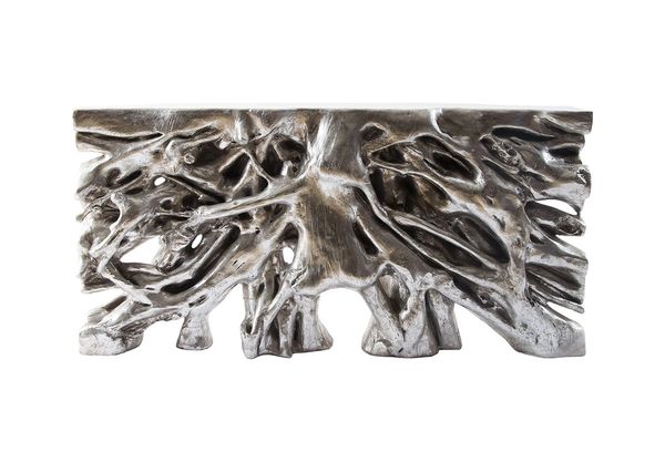 T1D Root Console Table Silver Leaf