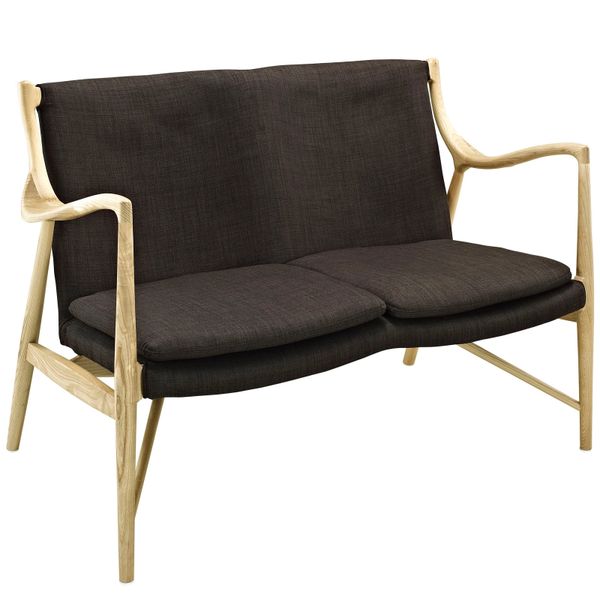 Finn Juhl Style Loveseat - Natural & Brown - 50"