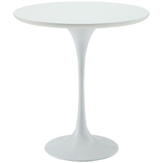 Saarinen Style Round Wood Top Side Table-White-20