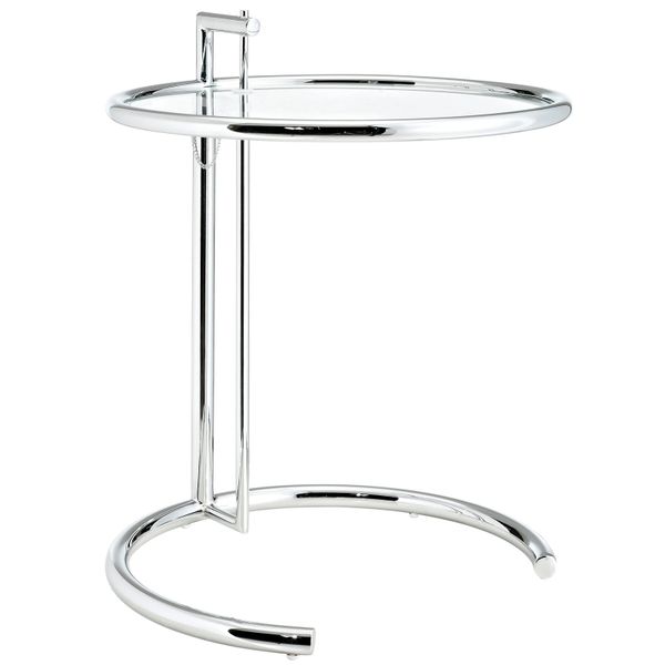 Eileen Gray Style Glass and Metal Side Table-21