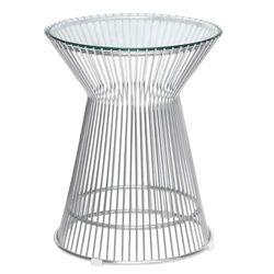 Jan Round Wire and Glass Side Table 15"