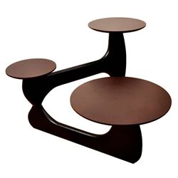 Noguchi Style 3 TIER Coffee Table Wood Top & Wood Base-Brown