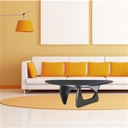 Noguchi Style Coffee Table Wood Top & Wood Base-Black