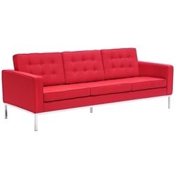 Florence Knoll Style Wool Sofa-Bright Red