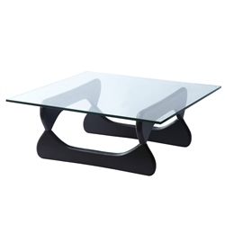 Noguchi Style Coffee Table-Square Glass & Black