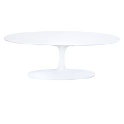 Saarinen Style Oval Fiberglass Coffee Table 48x23-White