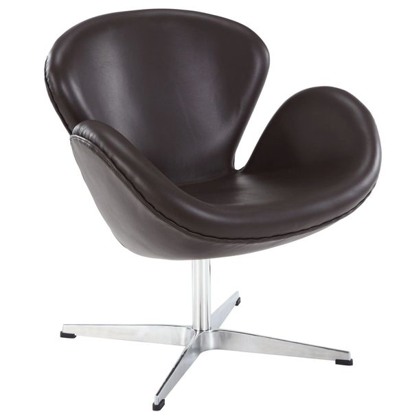 Arne Jacobsen Style Swan Chair - Jeannie - Brown Leather