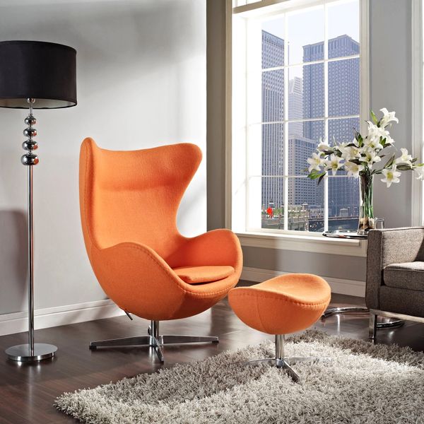 Arne Jacobsen Egg Chair ottoman Orange Take 1 Designs Mid