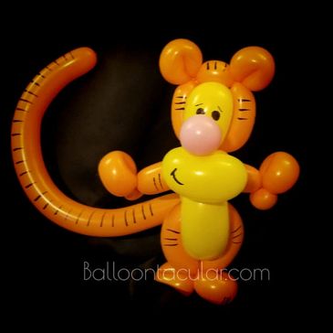Balloon caricature of a popular bouncy tiger.