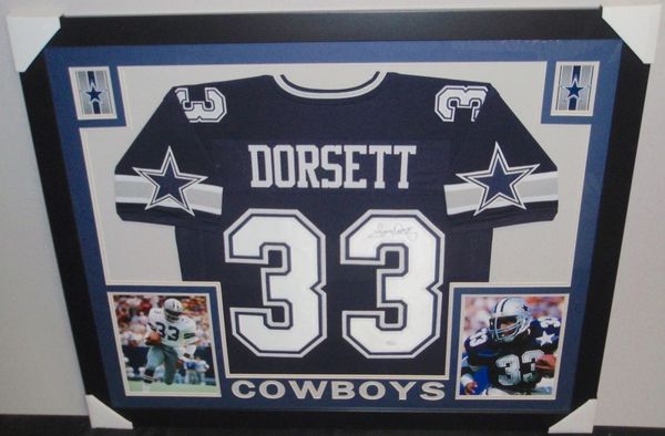 Tony Dorsett Autographed Dallas Cowboys Custom Framed Jersey, JSA COA