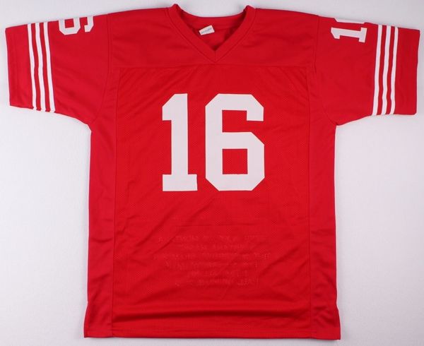 Joe Montana Autographed Signed 49ers Red Stat Jersey