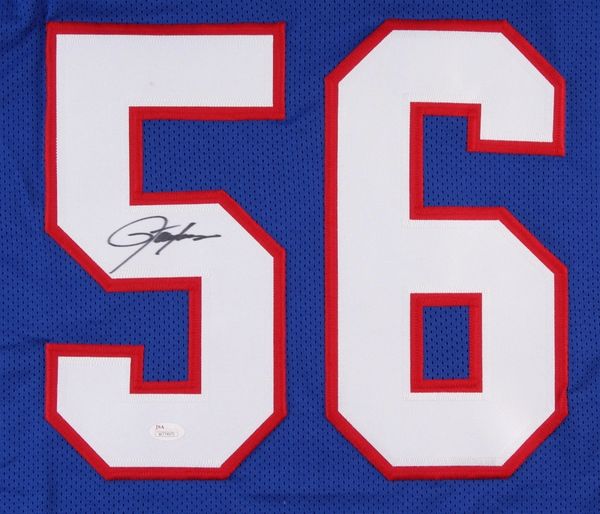 Autographed/Signed Lawrence Taylor New York Blue Football Jersey JSA COA